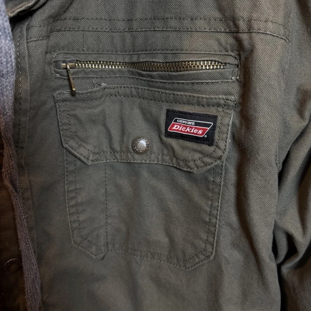 Dickies Men's Green Canvas Hooded Work Coat Quilted Lined Size Large (42-44) - Picture 5 of 6